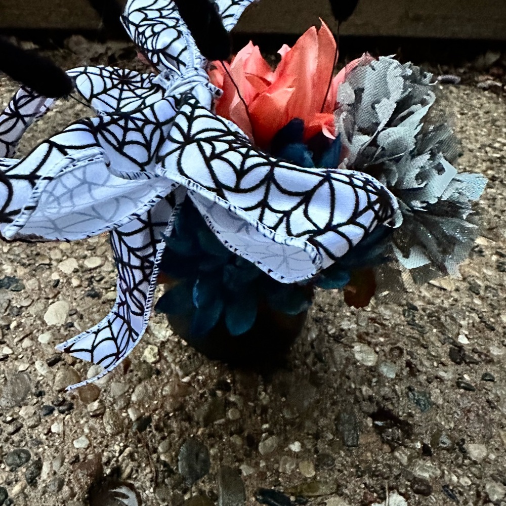 Black Ghost Mug with Halloween Floral Arrangement (glows in the dark) - Picture 5 of 6